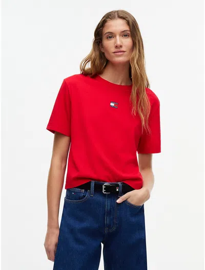 Tommy Hilfiger Tommy Jeans Badge Boxy T In Lavish Red