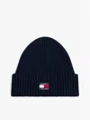 Tommy Hilfiger Tommy Jeans Badge Rib Knit Beanie In Black