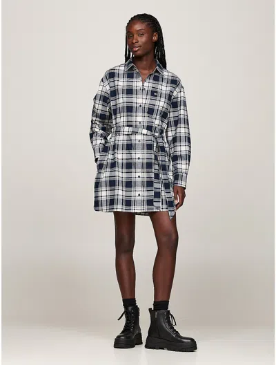 Tommy Hilfiger Belted Check Mini Shirtdress In Winter Check
