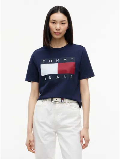 Tommy Hilfiger Tommy Jeans Big Flag Logo Boxy T In Dark Blue