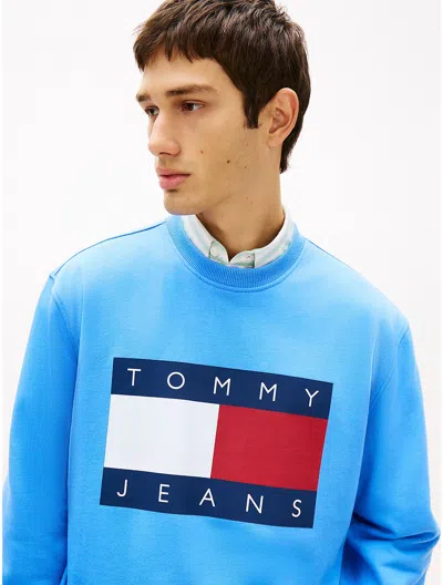 Tommy Hilfiger Tommy Jeans Big Flag Logo Sweatshirt In Blue