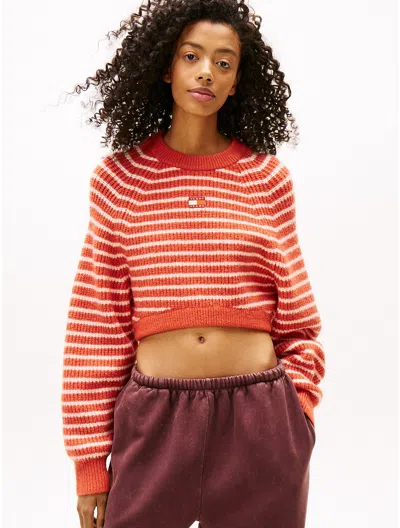 Tommy Hilfiger Tommy Jeans Boxy Cropped Sweater In Multi