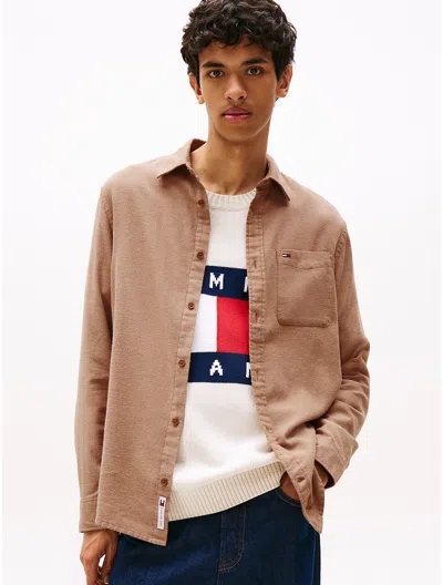 Tommy Hilfiger Tommy Jeans Brushed Flannel Shirt In Brown