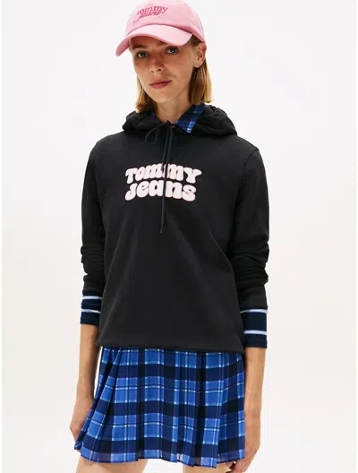 Tommy Hilfiger Tommy Jeans Bubble Letter Logo Hoodie In Black