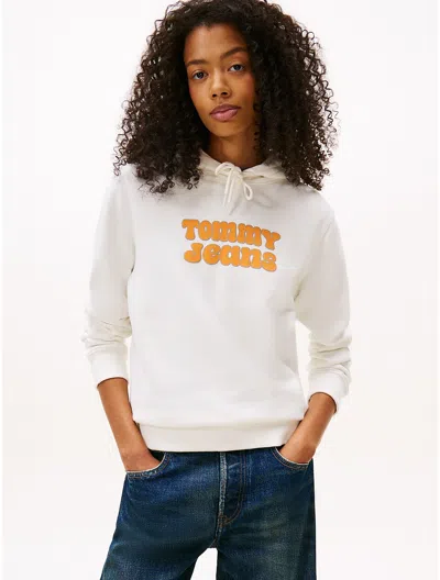 Tommy Hilfiger Tommy Jeans Bubble Letter Logo Hoodie In White