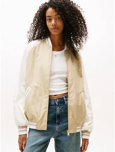 Tommy Hilfiger Tommy Jeans Butterfly Logo Bomber In Neutral