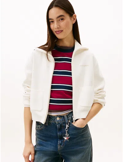 Tommy Hilfiger Tommy Jeans Chenille Zip Cardigan In White