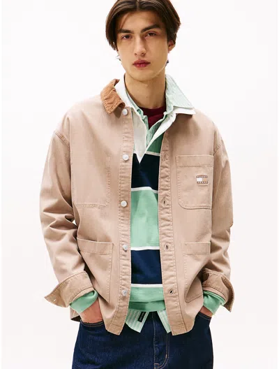 Tommy Hilfiger Tommy Jeans Corduroy Collar Overshirt In Neutral