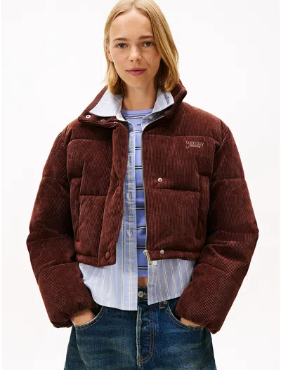 Tommy Hilfiger Tommy Jeans Corduroy Puffer Jacket In Animal Print