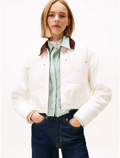 Tommy Hilfiger Tommy Jeans Cropped Coach Jacket In White