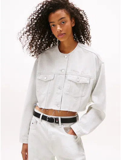 Tommy Hilfiger Tommy Jeans Cropped Denim Jacket In White