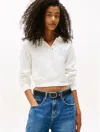 Tommy Hilfiger Tommy Jeans Cropped Henley Hoodie In White