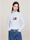 Tommy Hilfiger Cropped Slim Fit Turtleneck Sweater In Vessel Blue Melange