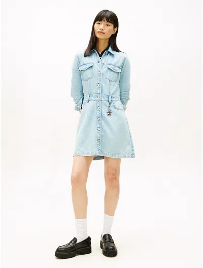Tommy Hilfiger Tommy Jeans Denim Mini Dress In Blue