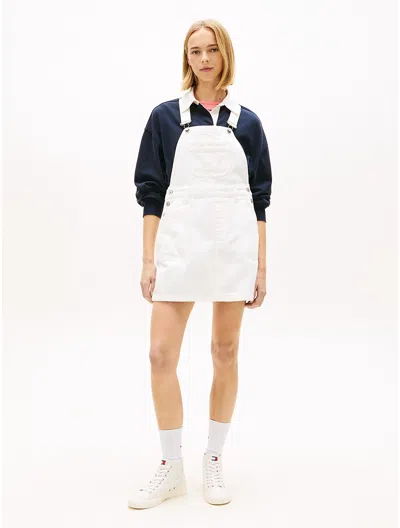 Tommy Hilfiger Tommy Jeans Denim Overall Mini Dress In White