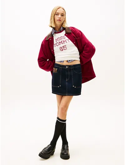 Tommy Hilfiger Tommy Jeans Denim Utility Mini Skirt In Red