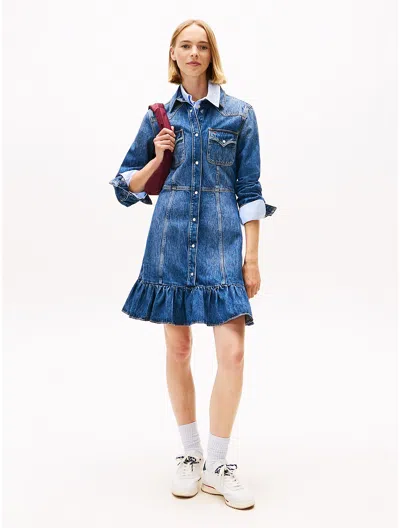 Tommy Hilfiger Tommy Jeans Denim Western Dress In Blue