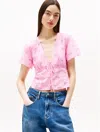 Tommy Hilfiger Tommy Jeans Embroidered Eyelet Top In Pink