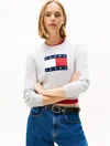 Tommy Hilfiger Tommy Jeans Flag Allover Sequin Sweater In Gray