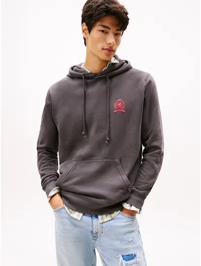 Tommy Hilfiger Tommy Jeans Garment Washed Crest Hoodie In Gray