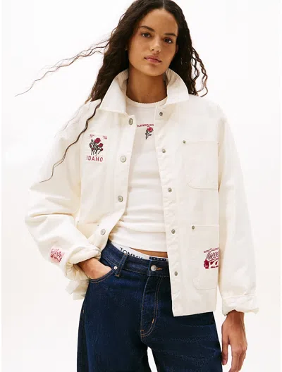 Tommy Hilfiger Tommy Jeans Graphic Patch Chore Jacket In White