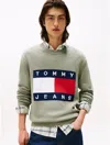 Tommy Hilfiger Tommy Jeans Intarsia Flag Logo Sweater In Green
