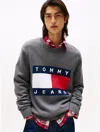 Tommy Hilfiger Tommy Jeans Intarsia Flag Logo Sweater In Gray