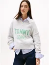Tommy Hilfiger Tommy Jeans Intarsia Logo Sweater In Gray