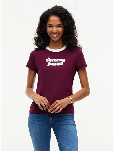Tommy Hilfiger Tommy Jeans Logo Graphic T In Brown