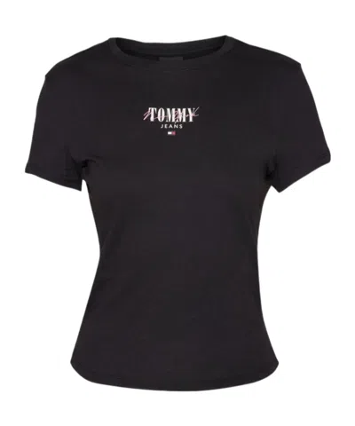 Tommy Hilfiger Tommy Jeans Logo Printed Crewneck T-shirt In Black