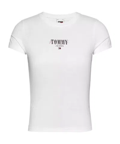 Tommy Hilfiger Tommy Jeans Logo Printed Crewneck T-shirt In White