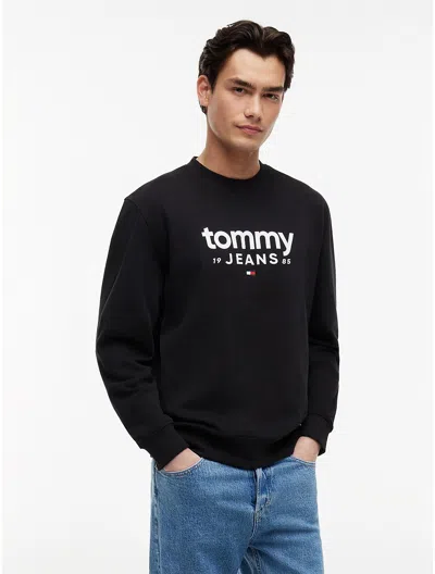 Tommy Hilfiger Tommy Jeans Logo Sueded Sweatshirt In Black
