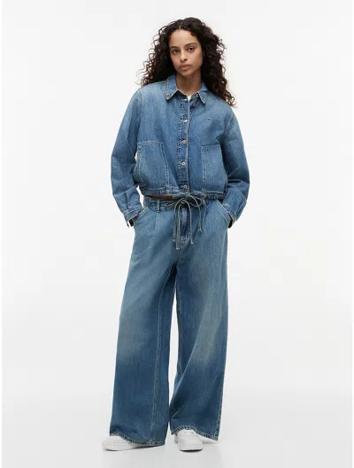 Tommy Hilfiger Tommy Jeans Loose Wide Leg Pull In Blue