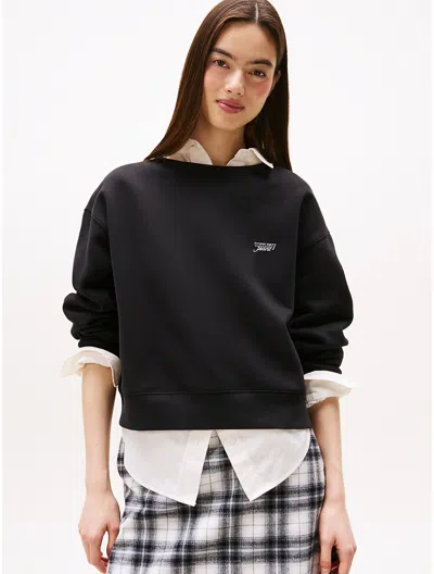 Tommy Hilfiger Tommy Jeans Metallic Logo Sweatshirt In Black