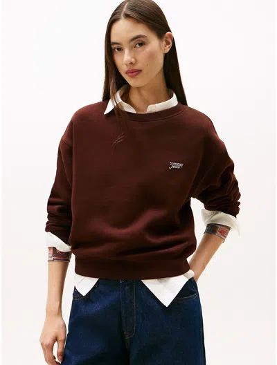 Tommy Hilfiger Tommy Jeans Metallic Logo Sweatshirt In Brown