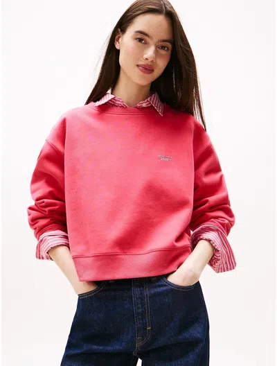 Tommy Hilfiger Tommy Jeans Metallic Logo Sweatshirt In Pink