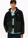 Tommy Hilfiger Tommy Jeans Mixed Media Teddy Jacket In Black