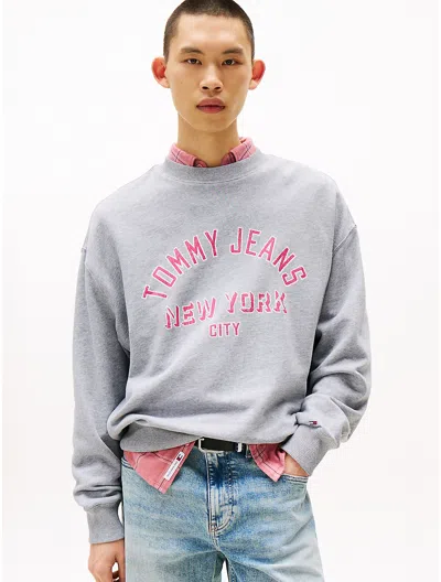Tommy Hilfiger Tommy Jeans Overdyed Varsity Sweatshirt In Gray