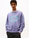 Tommy Hilfiger Tommy Jeans Overdyed Varsity Sweatshirt In Purple