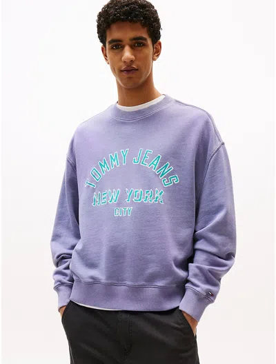 Tommy Hilfiger Tommy Jeans Overdyed Varsity Sweatshirt In Purple