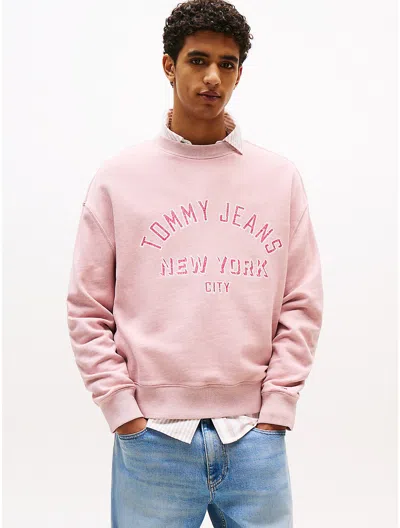 Tommy Hilfiger Tommy Jeans Overdyed Varsity Sweatshirt In Pink