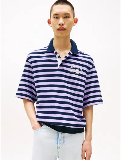 Tommy Hilfiger Tommy Jeans Oversized Fit Rugby Polo In Purple