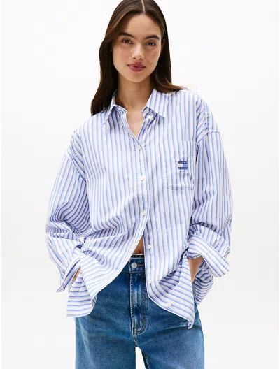 Tommy Hilfiger Tommy Jeans Oversized Stripe Shirt In Blue