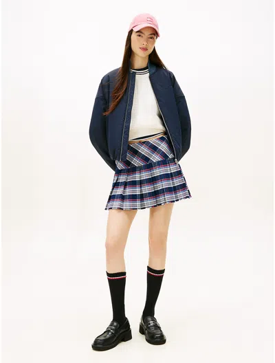 Tommy Hilfiger Tommy Jeans Pleated Tartan Mini Skirt In Blue