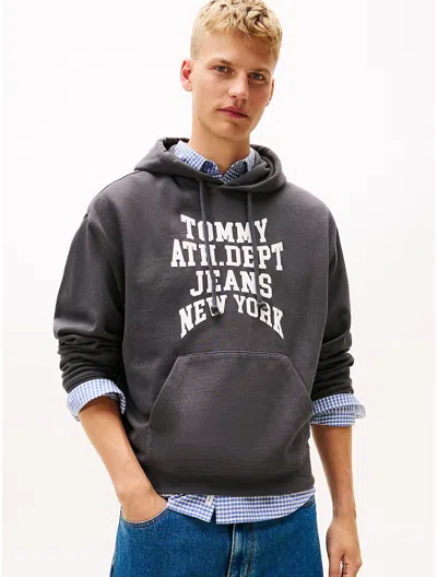 Tommy Hilfiger Tommy Jeans Puff Print Varsity Hoodie In Gray