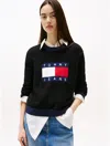 Tommy Hilfiger Tommy Jeans Relaxed Flag Logo Sweater In Black