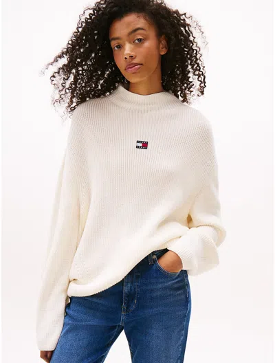 Tommy Hilfiger Tommy Jeans Relaxed Mockneck Sweater In White
