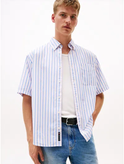 Tommy Hilfiger Tommy Jeans Relaxed Poplin Stripe Shirt In Multi