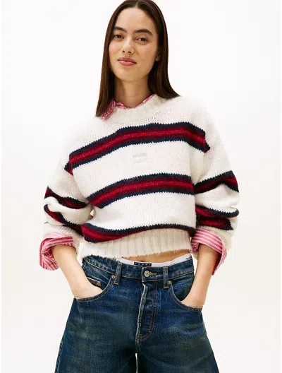 Tommy Hilfiger Tommy Jeans Relaxed Stripe Sweater In White