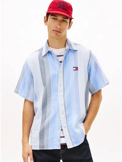 Tommy Hilfiger Tommy Jeans Relaxed Striped Dobby Shirt In Blue